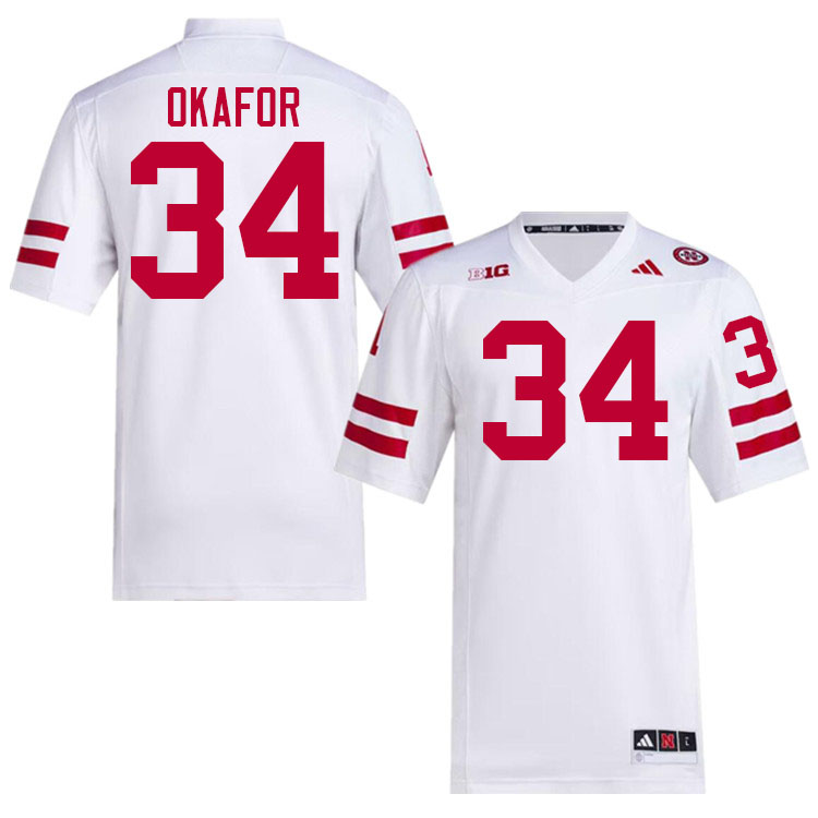 Men #34 Preston Okafor Nebraska Cornhuskers College Football Jerseys Stitched Sale-White